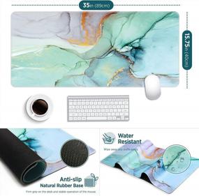 img 2 attached to Oriday Large Gaming Mouse Pad - Extended XXL, Non-Slip Rubber Base, Stitched Edges, Waterproof Keyboard Desk Mat For Game, Work, Office, Home Decor (Teal Ocean) - 35.4X15.7X0.11 Inches