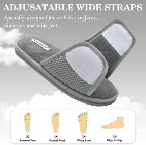 img 3 attached to KuaiLu Slippers For Women Open Toe Ladies Slippers With Comfort Plantar Fasciitis Memory Foam Adjustable Wide Fit Diabetic Slides Slippers Indoor/Outdoor Non-Skid Sole Size 5-12