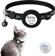 🐱 airtag cat collar: reflective lightweight collar with apple airtag holder, safety buckle, bell, and tpu protector - diy pet id included! logo