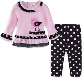 img 4 attached to LittleSpring Cute Baby Girl Clothes Outfit Long Sleeve T-Shirt And Pants Set