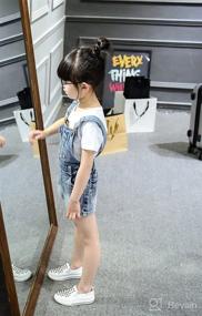 img 2 attached to 👧 KIDSCOOL SPACE Baby Little Girl Jean Overall Shorts, Distressed Denim Short Overalls