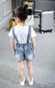 img 3 attached to 👧 KIDSCOOL SPACE Baby Little Girl Jean Overall Shorts, Distressed Denim Short Overalls