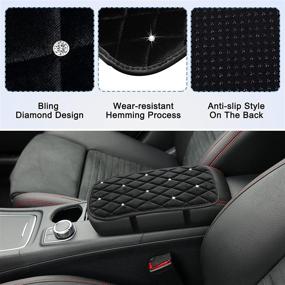 img 2 attached to Universal Vehicle Armrest Cover Set – Soft Fluffy Car Armrest Cover, Seat Belt Shoulder Pad, and Bling Car Accessories for a Comfortable & Stylish Drive – Perfect for Car, Truck, SUV (Black)