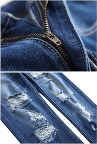 img 1 attached to Mens Ripped Jeans Slim Fit Straight Leg Denim Pant With Distressed Destroyed Holes