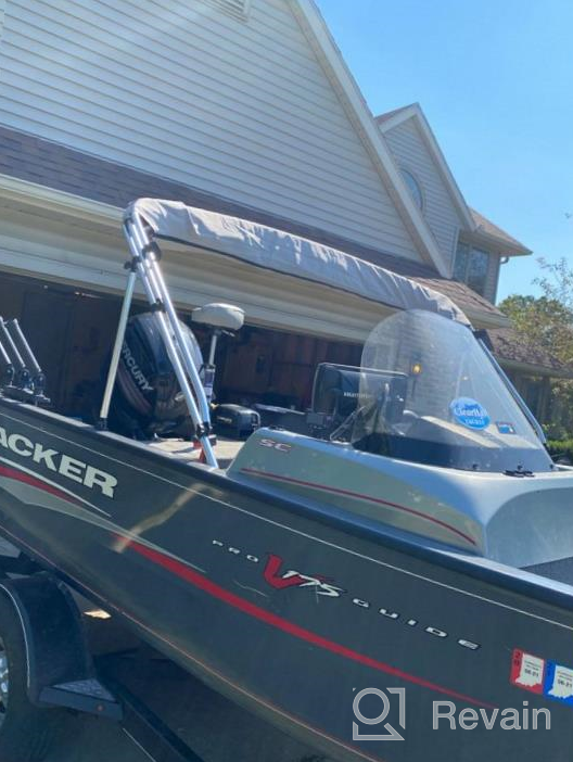 img 1 attached to SavvyCraft 3 Bow Bimini Top Boat Cover - 6Ft Aluminum Frame With Storage Boot, Rear Poles Mounting, And Hardware Included - 72" Long With 3 Height Options (36", 46", And 54") review by Terry Gernes