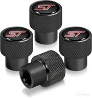 🔳 ipick black on black aluminum tire valve stem caps designed for ford focus st логотип