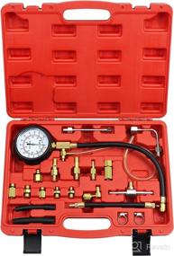 img 4 attached to JoyFans TU-114 Fuel Pressure Test Kit: Automotive Fuel Injector Pump Pressure Tester with Gauge Adapter for Schrader Test Port Fuel Injection System - Red Case