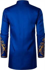 img 1 attached to LucMatton Men'S 2 Piece Long Sleeve Gold Print Traditional Tunic Shirt & Pants Set Ethnic Suit