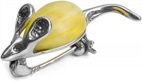 img 3 attached to 🐭 Butterscotch Amber Sterling Silver Very Small Mouse Brooch Pin: Delicate Elegance in Silver