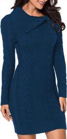 img 3 attached to Chic And Cozy: AZOKOE Women'S Buttoned Cable Knit Bodycon Sweater Dress