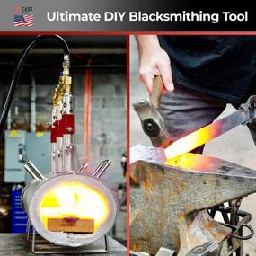 img 1 attached to Master Elite Blacksmith Forge - Triple Burner Propane Forge Burner For Beginner To Advanced Blacksmithing - Large Capacity Furnace And Forge Tools Starter Kit By Cast