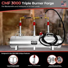 img 3 attached to Master Elite Blacksmith Forge - Triple Burner Propane Forge Burner For Beginner To Advanced Blacksmithing - Large Capacity Furnace And Forge Tools Starter Kit By Cast