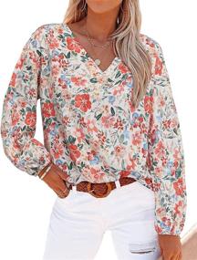 img 4 attached to Effortlessly Chic: Women'S Chiffon Blouse With Long Lantern Sleeves & Casual V Neck - Perfect For Fall