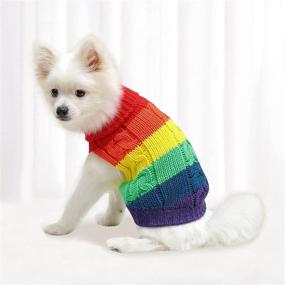 img 4 attached to 🌈 PASRLD Dog Sweater Rainbow: Soft, Warm, and Stylish Pet Pullover for Fall-Winter Season (Small, Red-Vest)