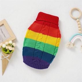 img 1 attached to 🌈 PASRLD Dog Sweater Rainbow: Soft, Warm, and Stylish Pet Pullover for Fall-Winter Season (Small, Red-Vest)