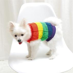 img 2 attached to 🌈 PASRLD Dog Sweater Rainbow: Soft, Warm, and Stylish Pet Pullover for Fall-Winter Season (Small, Red-Vest)