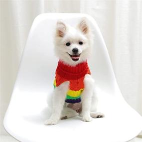 img 3 attached to 🌈 PASRLD Dog Sweater Rainbow: Soft, Warm, and Stylish Pet Pullover for Fall-Winter Season (Small, Red-Vest)