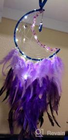 img 5 attached to Dremisland Moon Dream Catcher With Fairy Lights-Handmade Colorful Feather Lucky Turquoise Pendant Beads Wall Hanging Ornament For Kids Bedroom Home Decoration ,Art Craft Gift. (White&Black)