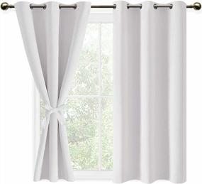 img 4 attached to Transform Your Bedroom With DWCN Blackout Curtains - Set Of 2 Panels For Privacy And Room Darkening, 42X54 Inches, Greyish White With Tiebacks