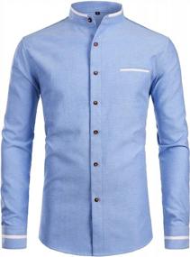 img 4 attached to Upgrade Your Wardrobe With ZEROYAA'S Sleek Slim Fit Mandarin Collar Dress Shirt For Men