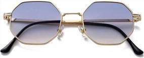 img 4 attached to Retro Octagon Metal Sunglasses For Men And Women - Vintage Polygon Shades By PORADAY