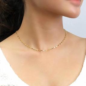 img 1 attached to LANCHARMED Solid 18K Gold Necklace For Women 1.2Mm Dainty Thin Lip Chain Necklace With Spring Ring Clasp Au750 Stamped