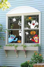 img 3 attached to Halloween Decorations Window Clings Set - Hallowmas Ghost Spider Bat Pumpkin Monster Peeking Decals for Parties - Festive Decor Supplies