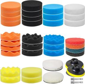 img 4 attached to GOH DODD 38 Piece Car Foam Drill Polishing Pad Kit for Effective Buffing and Cleaning: Sponge Pads, Wool Pads, Headlight Restoration & More!