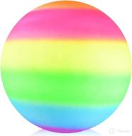 🌈 artcreativity rainbow playground ball for kids: 18-inch bouncy rubber kick ball for backyard, park, and beach outdoor fun; vibrant rainbow colors; durable outside play toy for boys and girls logo