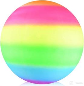 img 4 attached to 🌈 ArtCreativity Rainbow Playground Ball for Kids: 18-Inch Bouncy Rubber Kick Ball for Backyard, Park, and Beach Outdoor Fun; Vibrant Rainbow Colors; Durable Outside Play Toy for Boys and Girls