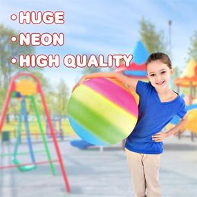 img 1 attached to 🌈 ArtCreativity Rainbow Playground Ball for Kids: 18-Inch Bouncy Rubber Kick Ball for Backyard, Park, and Beach Outdoor Fun; Vibrant Rainbow Colors; Durable Outside Play Toy for Boys and Girls
