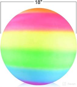img 2 attached to 🌈 ArtCreativity Rainbow Playground Ball for Kids: 18-Inch Bouncy Rubber Kick Ball for Backyard, Park, and Beach Outdoor Fun; Vibrant Rainbow Colors; Durable Outside Play Toy for Boys and Girls