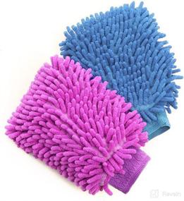 img 4 attached to 🧤 Besmelody House Cleaning and Car Washing Gloves, Microfiber Dusting Mitts for Home, Fast Wash Clean Polish – 2-Pack in Pink/Blue