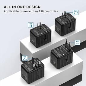 img 3 attached to HOMELYLIFE Universal Travel Adapter All In One International Plug Adapter Fast Wall Charger, European Travel Power AC Adapter With 3USB+1Type C Charging Ports For EU UK USA AUS 150+ Countries