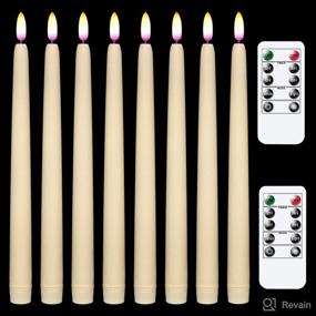 img 4 attached to Wondise Flickering Flameless Taper Candles with Remote and Timer - Set of 8 Ivory Real Wax 3D Flame LED Window Candles, Battery Operated, 11 Inch (D 0.8 inch x H 11 inch) with 2 Remote Controls