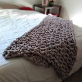 img 1 attached to Dark Gray 59"×59" Chunky Chenille Yarn Arm Knit Throw Blanket For Cuddling Up In Bed, Sofa & Couch - VIYEAR
