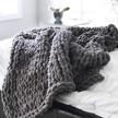 dark gray 59"×59" chunky chenille yarn arm knit throw blanket for cuddling up in bed, sofa & couch - viyear logo