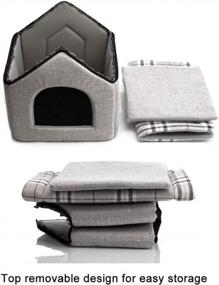 img 1 attached to Cozy Pet Bed House For Cats And Small Dogs - Hollypet Warm Cave Sleeping Nest, Light Gray