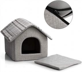 img 2 attached to Cozy Pet Bed House For Cats And Small Dogs - Hollypet Warm Cave Sleeping Nest, Light Gray