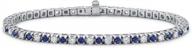 voss+agin 4.00ctw diamond and blue sapphire tennis bracelet in 14k white gold, 7.25'' logo