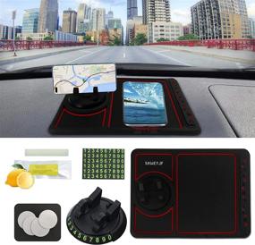 img 4 attached to 📱 Enhanced 4-in-1 Car Phone Pad, Non-Slip Mobile Phone Mat, Universal 360° Rotating Anti-Slip Car Phone Holder, Aromatherapy Mobile Phone Holder, Glow Phone Pad (2022 New Red, Matte Finish)