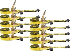 img 4 attached to 🚚 Mytee Products 10-Pack Flat Hook Ratchet Tie-Down Straps – 2" x 30' Yellow Ratchet Straps for Flatbeds, Trucks, and Trailers – 10,000 lbs Breaking Strength