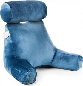 img 4 attached to Big Bedrest Reading Pillow With Arm Rests And Neck Roll Pillow For Comfortable Reading And TV Watching In Bed, Floor Or Sofa By ZOEMO