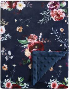 img 4 attached to BORITAR Baby Blanket For Girls Super Soft Double Layer Minky Dotted Backing Dark Blue Floral Print 30 X 40 Inch (75X100Cm)