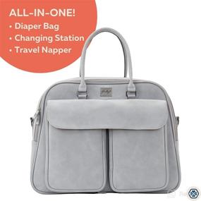 img 3 attached to 👜 Gladly Family Pod Diaper Bag Changing Station & Travel Cot - Vegan Leather, Whisper Grey: The Ultimate All-in-One Solution