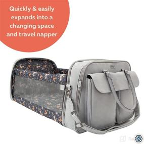 img 2 attached to 👜 Gladly Family Pod Diaper Bag Changing Station & Travel Cot - Vegan Leather, Whisper Grey: The Ultimate All-in-One Solution