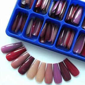img 3 attached to Get Trendy And Beautiful: LoveOurHome 100Pc Long Glossy Coffin Press On Nails In 5 Colors, Perfect For DIY Manicure And Nail Design.
