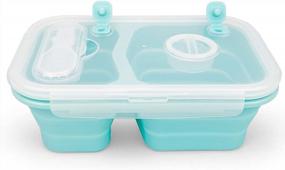 img 4 attached to CARTINTS Collapsible Silicone Lunch Box With 2 Compartments And Lids - Ideal For Camping, Microwave And Freezer Safe Silicone Lunch Containers And Bowls