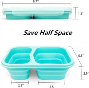 img 3 attached to CARTINTS Collapsible Silicone Lunch Box With 2 Compartments And Lids - Ideal For Camping, Microwave And Freezer Safe Silicone Lunch Containers And Bowls