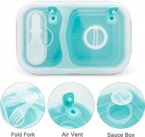 img 1 attached to CARTINTS Collapsible Silicone Lunch Box With 2 Compartments And Lids - Ideal For Camping, Microwave And Freezer Safe Silicone Lunch Containers And Bowls